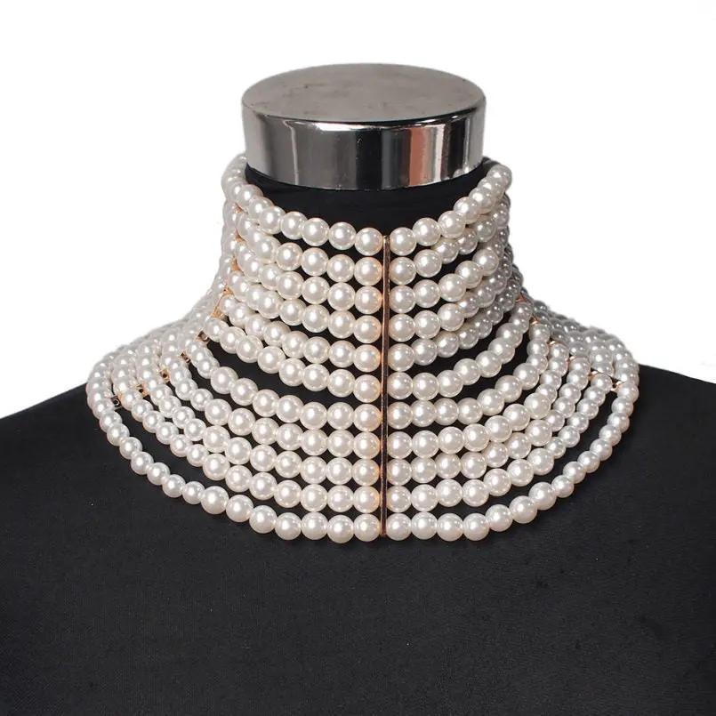 Multi-layered Pearl Sexy Short Necklace Necklace Necklace null