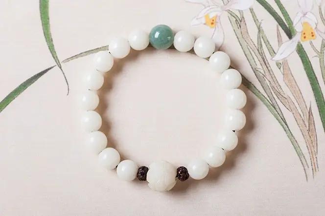 Natural white jade Bodhi bracelets beads bracelets women's simple Bodhi bracelets transfer beads null