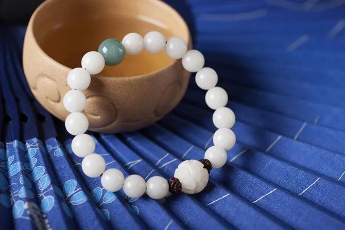 Natural white jade Bodhi bracelets beads bracelets women's simple Bodhi bracelets transfer beads null