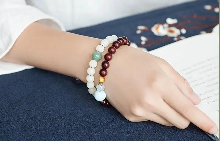 Natural white jade Bodhi bracelets beads bracelets women's simple Bodhi bracelets transfer beads null