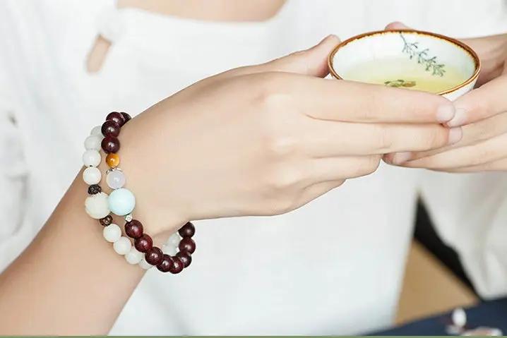 Natural white jade Bodhi bracelets beads bracelets women's simple Bodhi bracelets transfer beads null