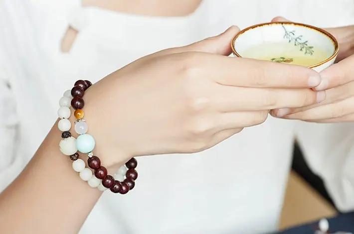 Natural white jade Bodhi bracelets beads bracelets women's simple Bodhi bracelets transfer beads null