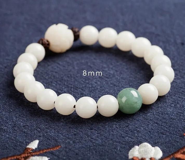 Natural white jade Bodhi bracelets beads bracelets women's simple Bodhi bracelets transfer beads null