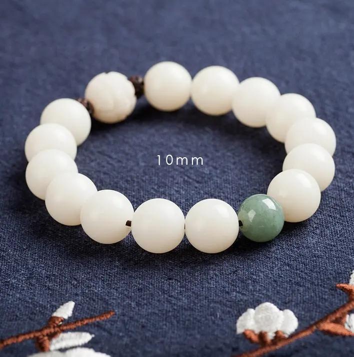 Natural white jade Bodhi bracelets beads bracelets women's simple Bodhi bracelets transfer beads null