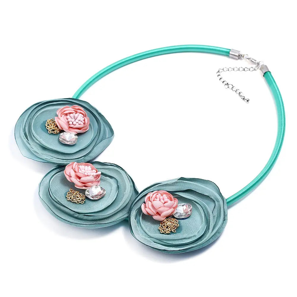 Necklace New Fashion Handmade Fabric Flower Necklace Flower Necklace null