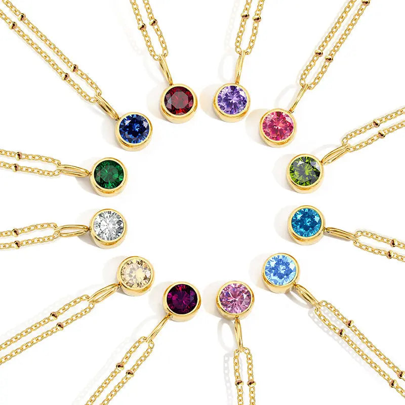 Necklace Women's Fashion Popular Necklace Diamond Birthstone Necklace null