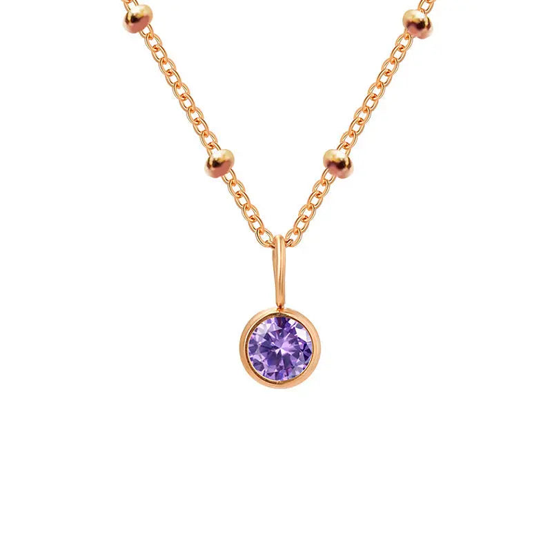 Necklace Women's Fashion Popular Necklace Diamond Birthstone Necklace null