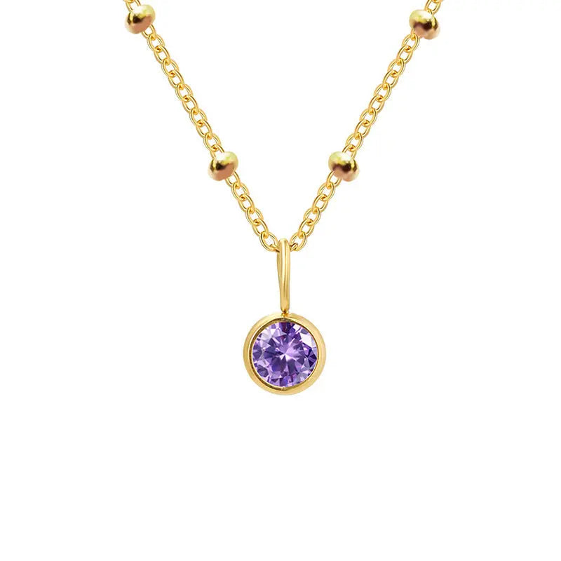 Necklace Women's Fashion Popular Necklace Diamond Birthstone Necklace null