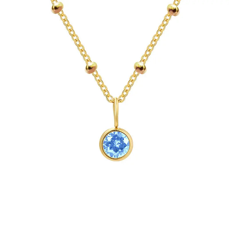 Necklace Women's Fashion Popular Necklace Diamond Birthstone Necklace null