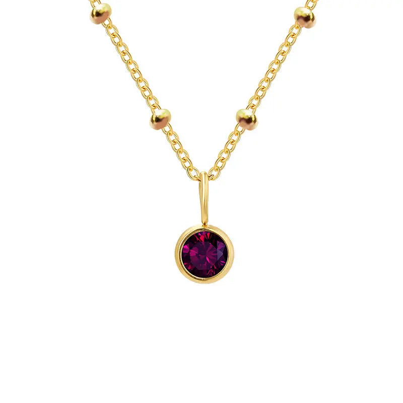 Necklace Women's Fashion Popular Necklace Diamond Birthstone Necklace null