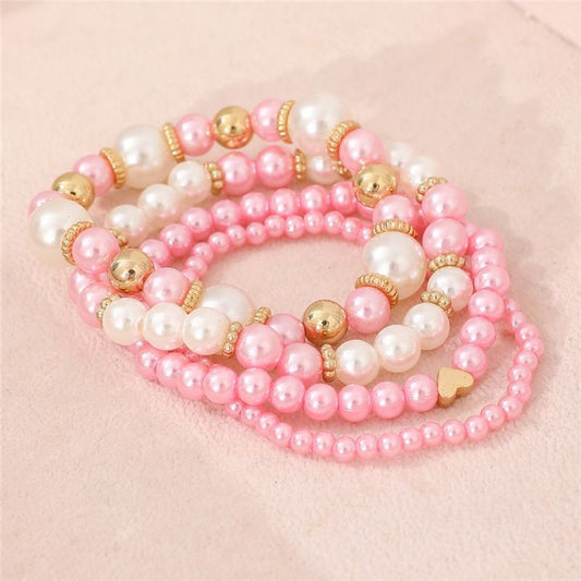 Heart-shaped Multi-layer Pearl Bracelet Suit