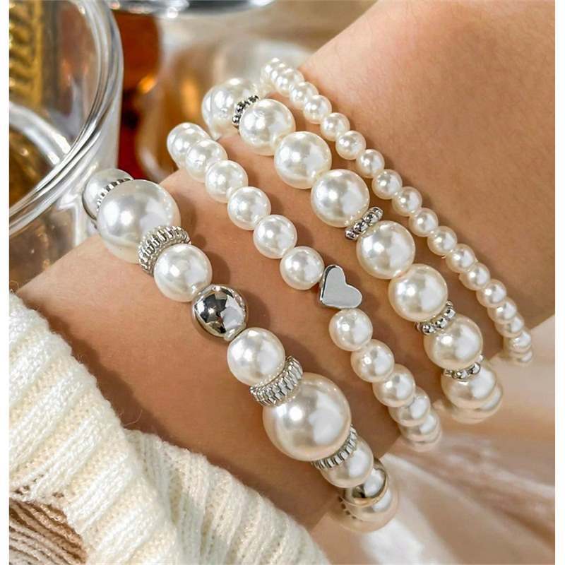 Heart-shaped Multi-layer Pearl Bracelet Suit