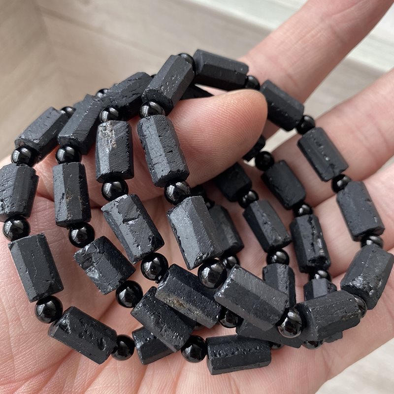 Natural Raw Gemstone Black Tourmaline Bracelet For Men And Women