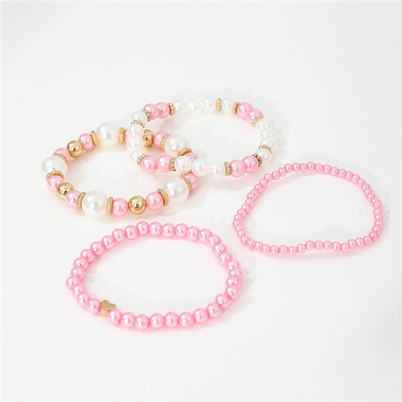 Heart-shaped Multi-layer Pearl Bracelet Suit