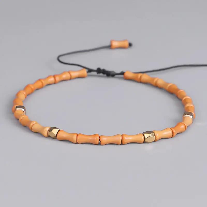 Olive Core Bamboo Bracelets Cut Surface Copper Bead Bracelets Wenwan Bracelets Handmade Bracelets null