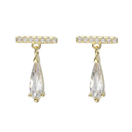 One Word Earrings Temperament Earrings Zircon Drop Earrings Women's Earrings null