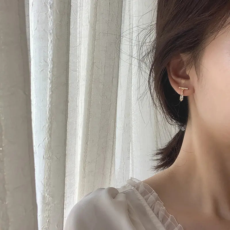 One Word Earrings Temperament Earrings Zircon Drop Earrings Women's Earrings null