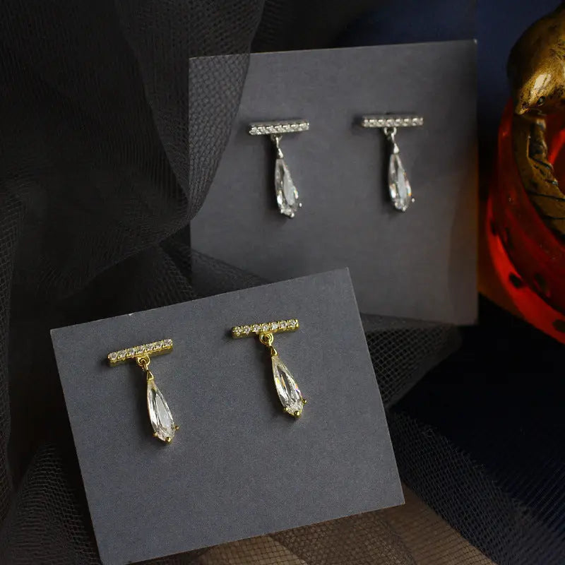One Word Earrings Temperament Earrings Zircon Drop Earrings Women's Earrings null