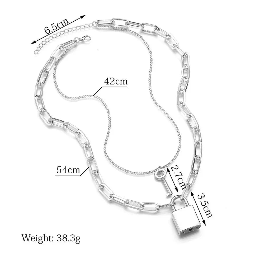 Padlock necklace key necklace null
