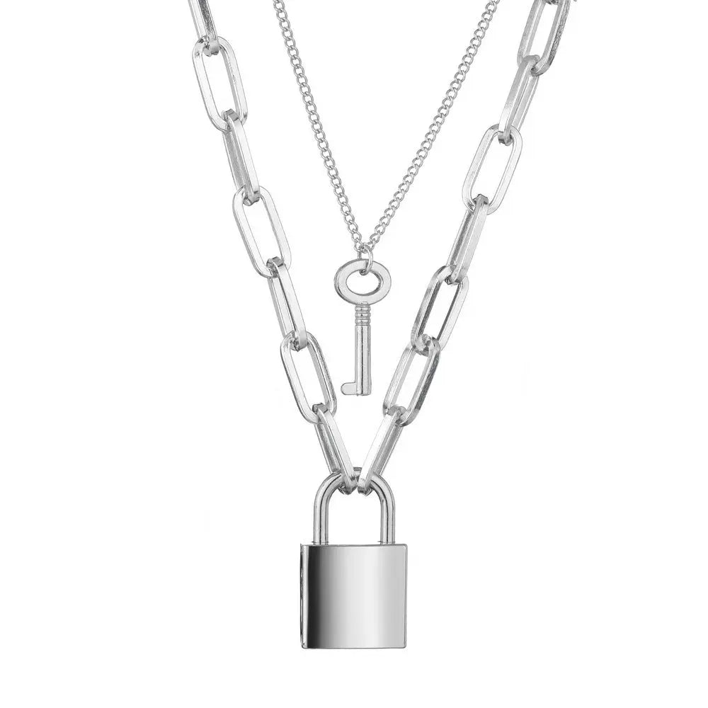 Padlock necklace key necklace null