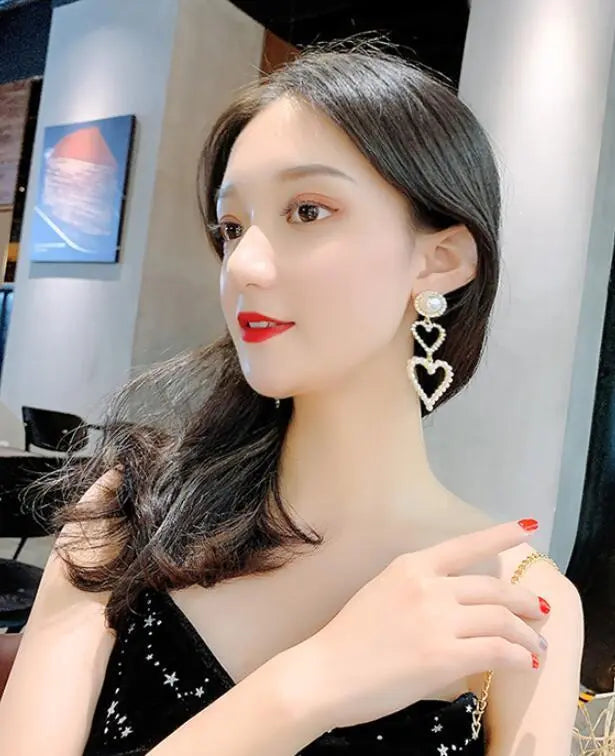Pearl Rhinestone Drop Earrings null