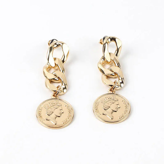 Silver Needle Cold Wind Chain Stud Earrings null