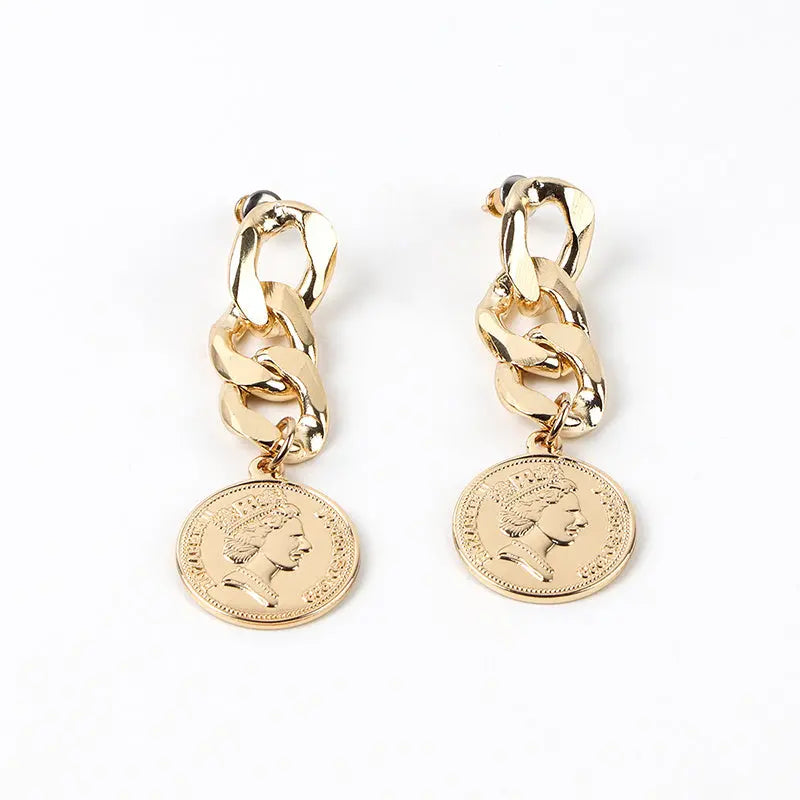 Silver Needle Cold Wind Chain Stud Earrings null