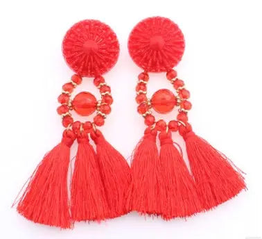 Tassel earrings tassel earrings European and American earrings Alloy earrings null