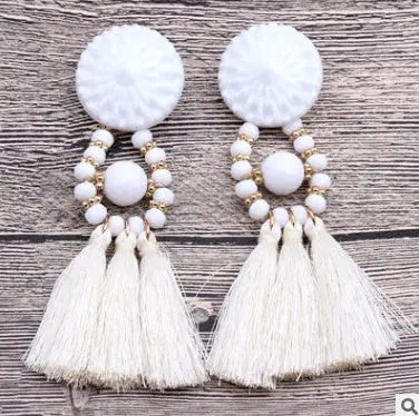 Tassel earrings tassel earrings European and American earrings Alloy earrings null