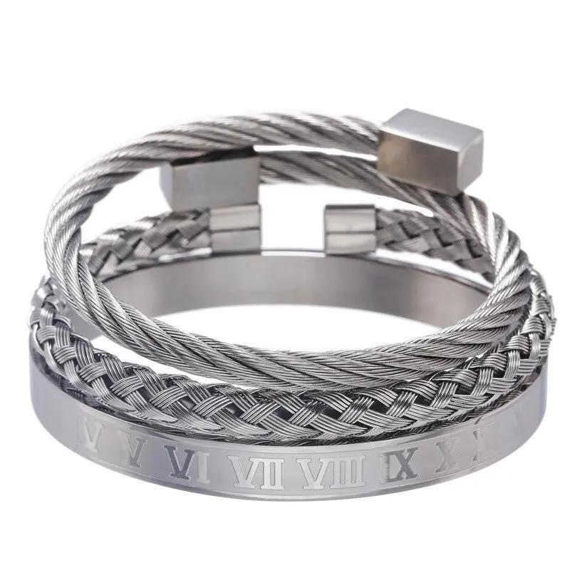 Three stainless steel bracelets null