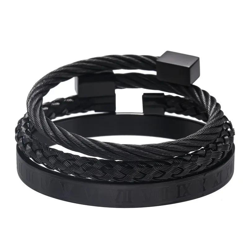 Three stainless steel bracelets null