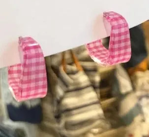 Vintage Geometric Acrylic C-shaped Pink Earrings null