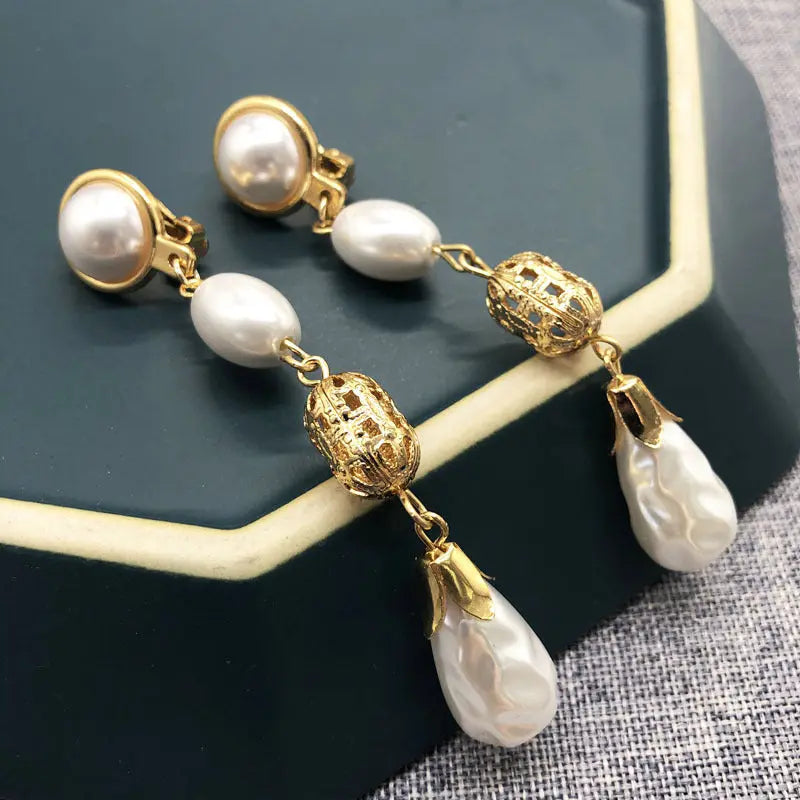 White Pearl Earrings Earrings Retro Drop Earrings null