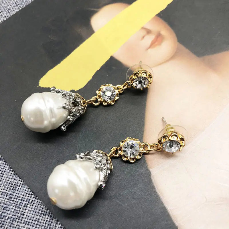 White Pearl Earrings Earrings Retro Drop Earrings null