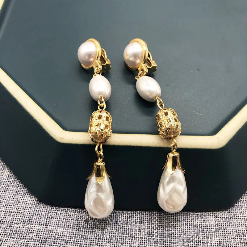White Pearl Earrings Earrings Retro Drop Earrings null