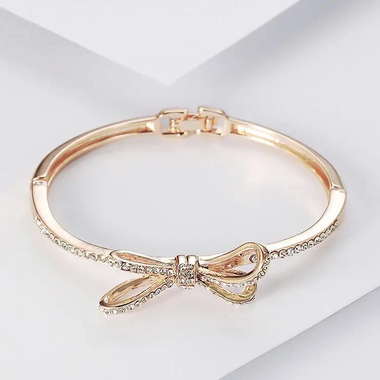 Women's Bracelets, Diamonds, Bows, Rose Gold Alloy Bracelets null