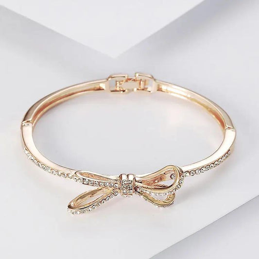 Women's Bracelets, Diamonds, Bows, Rose Gold Alloy Bracelets null