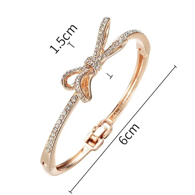 Women's Bracelets, Diamonds, Bows, Rose Gold Alloy Bracelets null