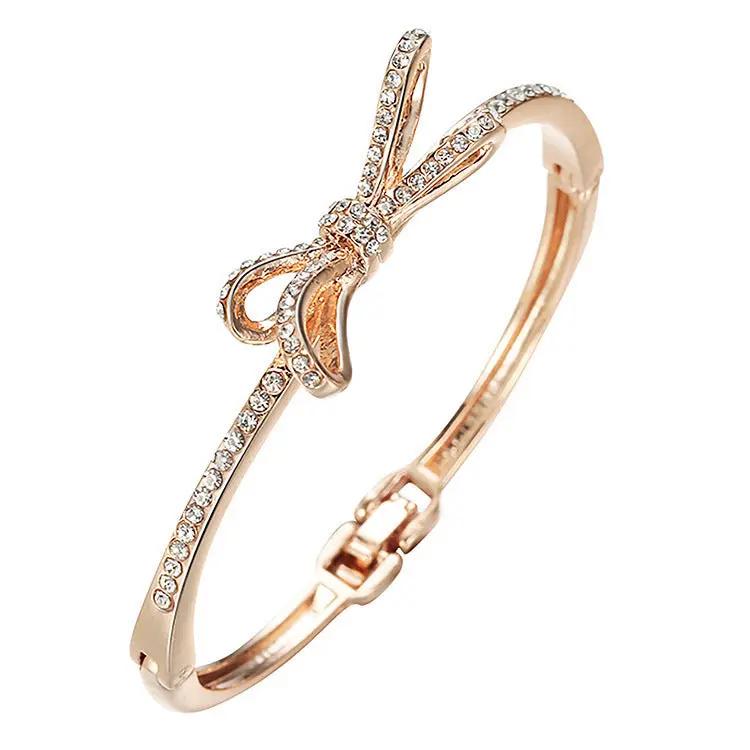 Women's Bracelets, Diamonds, Bows, Rose Gold Alloy Bracelets null