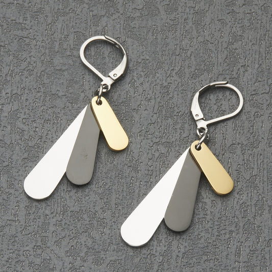 Stainless Steel Three-color Drop Earrings Women's Fashion