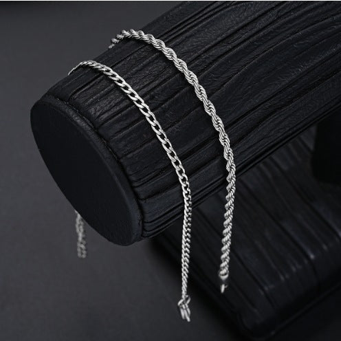 Stainless Steel Twist Chain Bracelet 2-piece Set Fashion